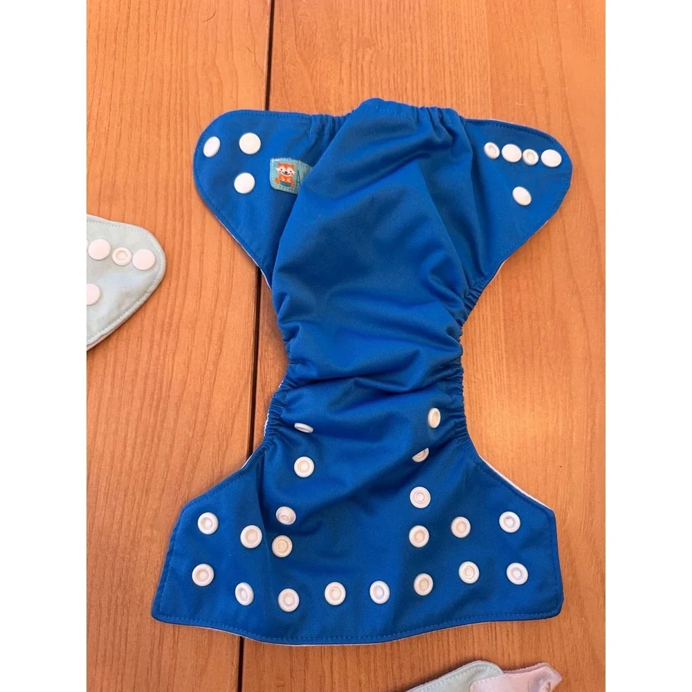ALVABABY Cloth Pocket‎ Diaper Lot Baby OS Blue Purple Snap Hook and Loop